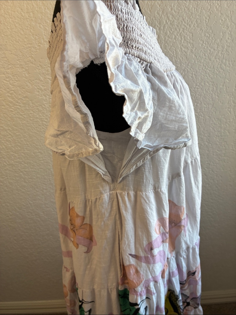 Maeve Pia Binazzi Maxi Dress Pink Vibrant Fish Print Off The Shoulder Tiered S - Picture 9 of 12
